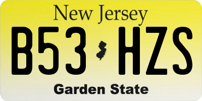 NJ license plate B53HZS