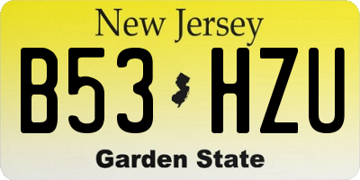 NJ license plate B53HZU