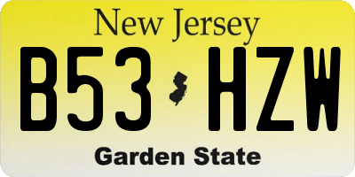 NJ license plate B53HZW