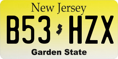 NJ license plate B53HZX