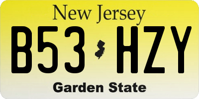 NJ license plate B53HZY