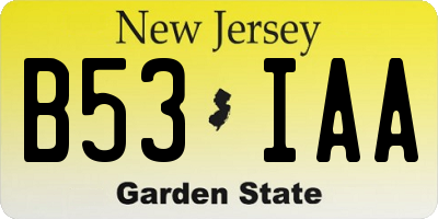 NJ license plate B53IAA