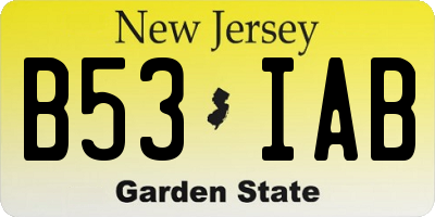 NJ license plate B53IAB