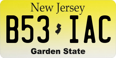 NJ license plate B53IAC