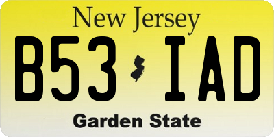 NJ license plate B53IAD