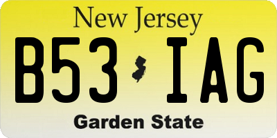 NJ license plate B53IAG