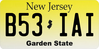 NJ license plate B53IAI
