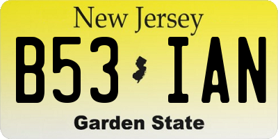 NJ license plate B53IAN