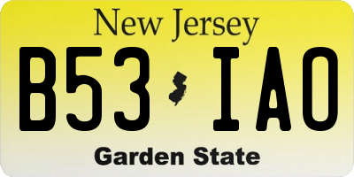 NJ license plate B53IAO