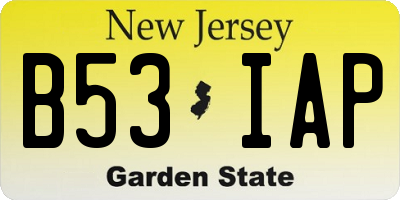 NJ license plate B53IAP