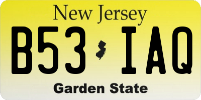NJ license plate B53IAQ