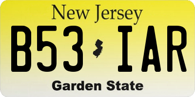 NJ license plate B53IAR