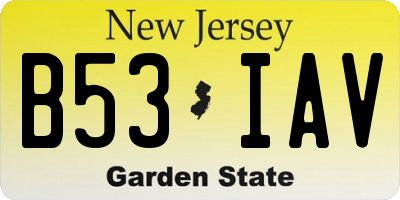 NJ license plate B53IAV