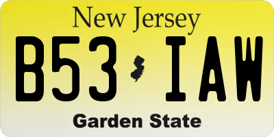 NJ license plate B53IAW