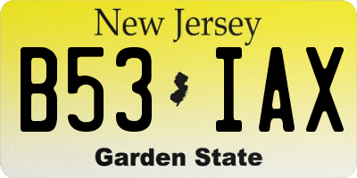 NJ license plate B53IAX