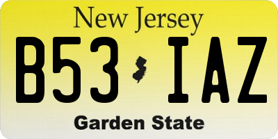 NJ license plate B53IAZ