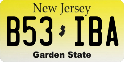 NJ license plate B53IBA