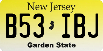 NJ license plate B53IBJ