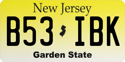 NJ license plate B53IBK