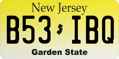 NJ license plate B53IBQ