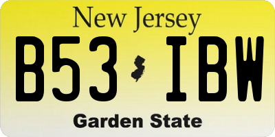 NJ license plate B53IBW