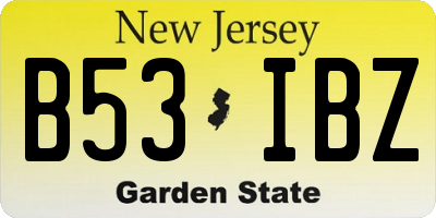 NJ license plate B53IBZ