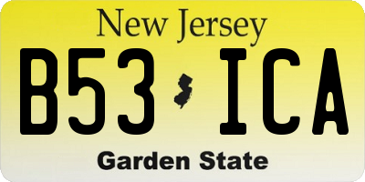 NJ license plate B53ICA