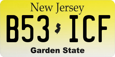 NJ license plate B53ICF