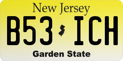 NJ license plate B53ICH