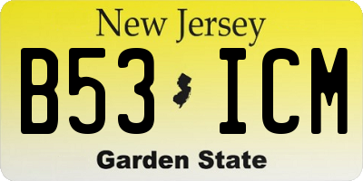 NJ license plate B53ICM