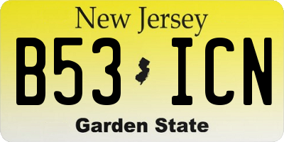 NJ license plate B53ICN