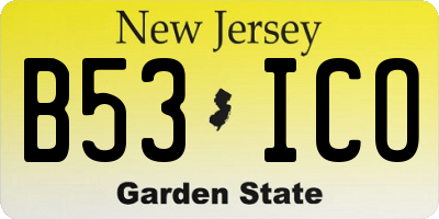 NJ license plate B53ICO