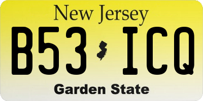 NJ license plate B53ICQ