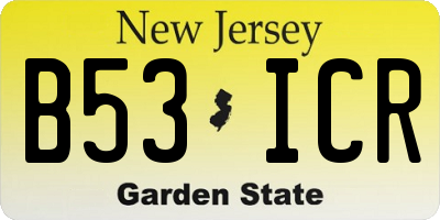 NJ license plate B53ICR