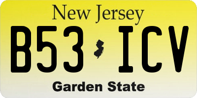 NJ license plate B53ICV