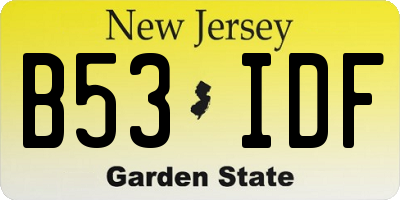 NJ license plate B53IDF