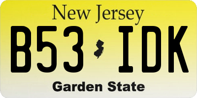 NJ license plate B53IDK