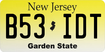 NJ license plate B53IDT