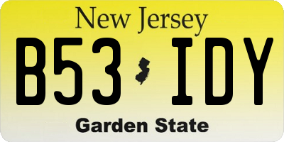 NJ license plate B53IDY