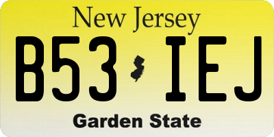 NJ license plate B53IEJ