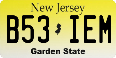NJ license plate B53IEM