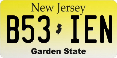 NJ license plate B53IEN