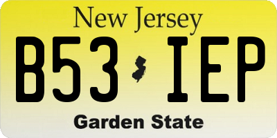 NJ license plate B53IEP