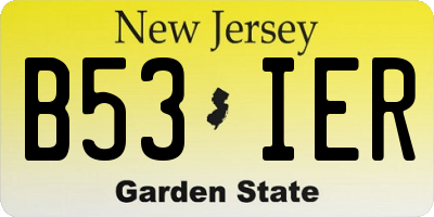 NJ license plate B53IER