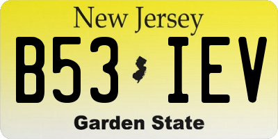 NJ license plate B53IEV