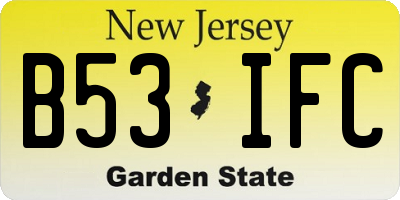 NJ license plate B53IFC