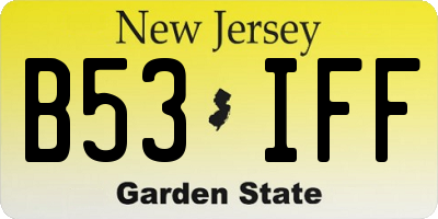 NJ license plate B53IFF