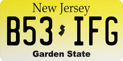NJ license plate B53IFG