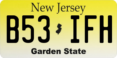 NJ license plate B53IFH