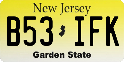 NJ license plate B53IFK